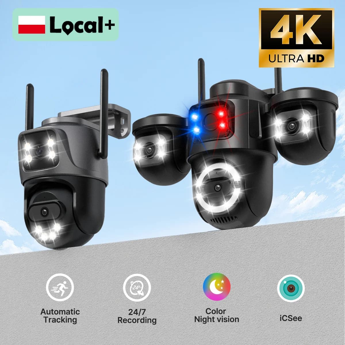 WONSDAR Wifi Camera Three Lens or Dual Lens IP Camera Outdoor Smart Night Vision  Auto Tracking Video Surveillance CCTV iCsee