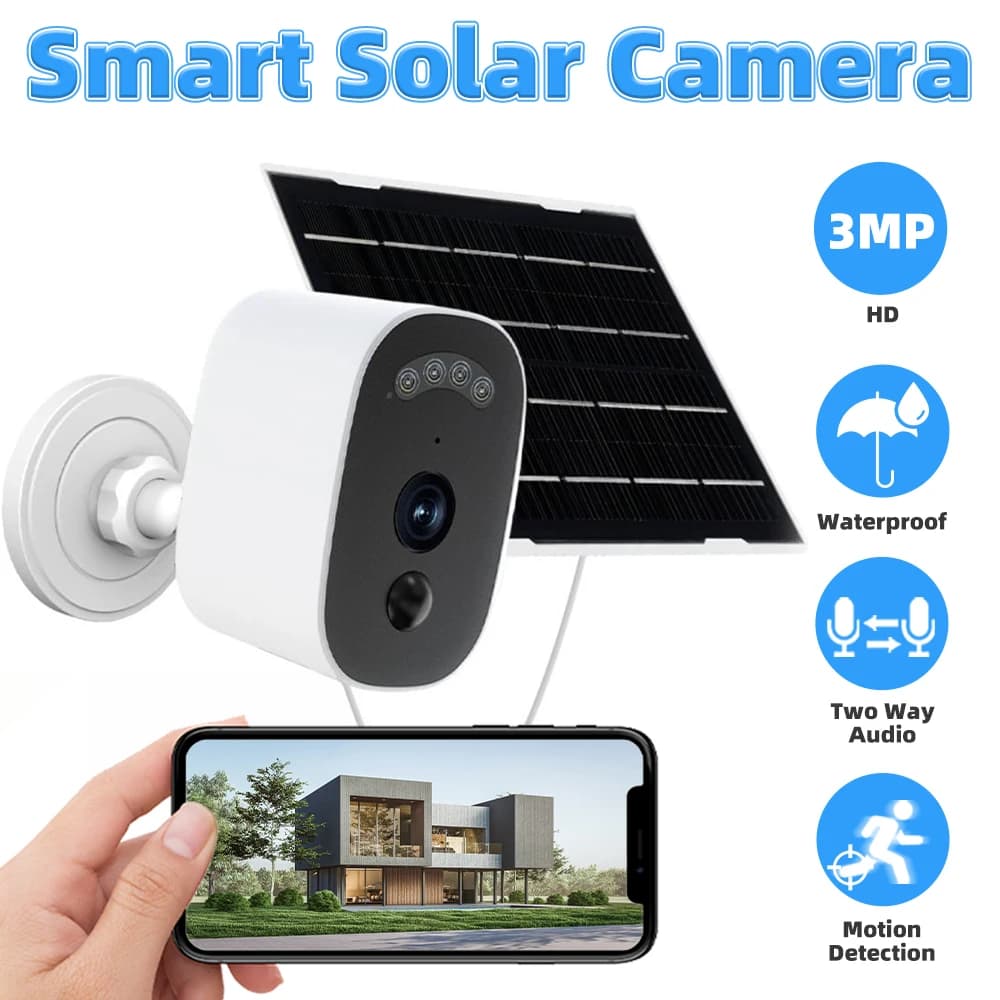 Jooan 2K 3MP WiFi Camera Solar Battery Outdoor Security Camera PIR Motion Two Way Audio Night Vision Home Surveillance Protect