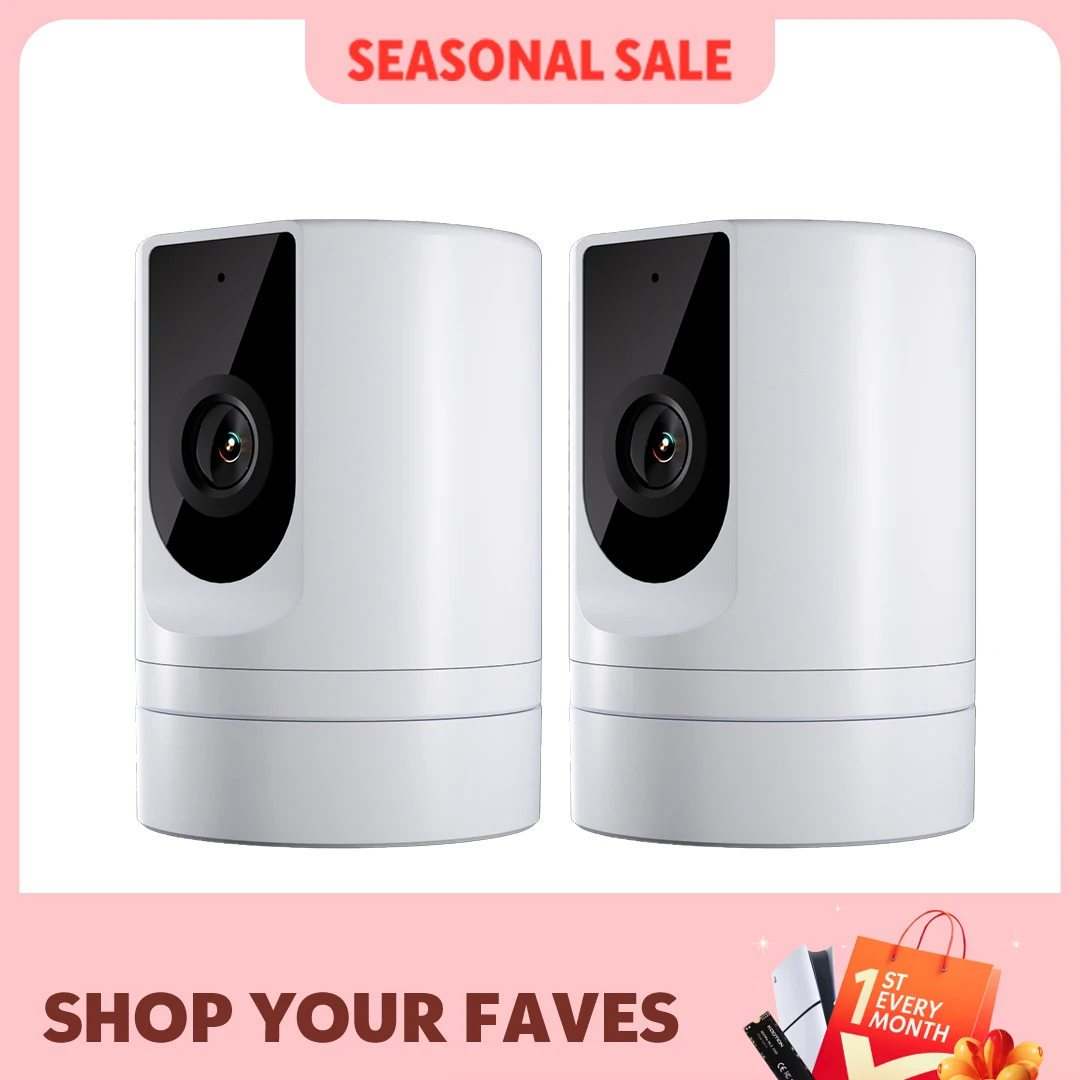 2PCS Ease Life APP, Security Camera Indoor, 1080P Pet Camera, Pet Camera with Phone App, Foldable Baby Camera for Home Security,