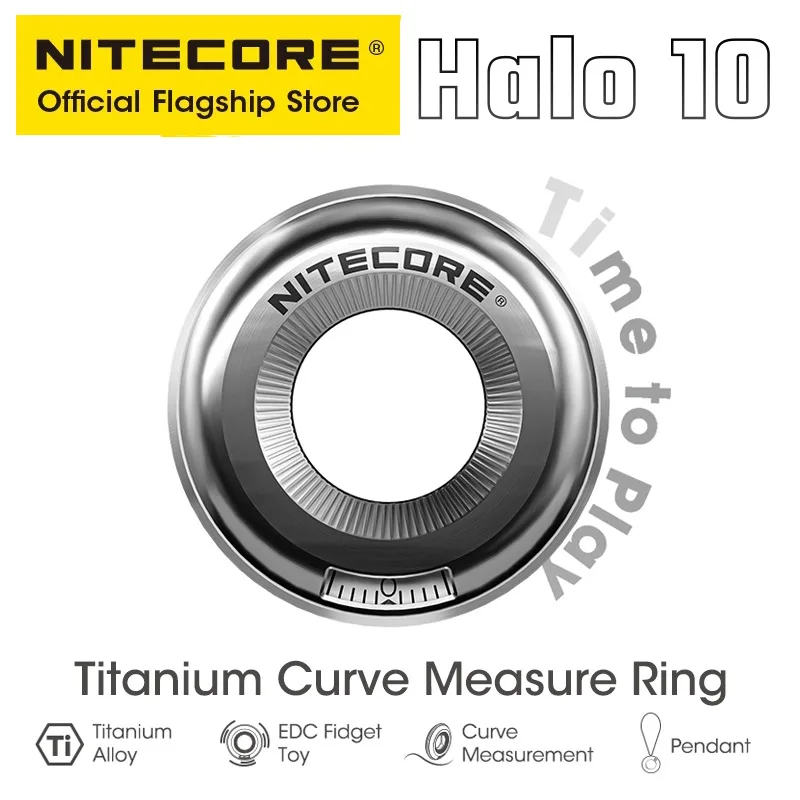 Nitecore Halo 10 Titanium Curve Measure Ring Mini 16g Lightweight Portable EDC Fidget Toy Pendant for Outdoor Home