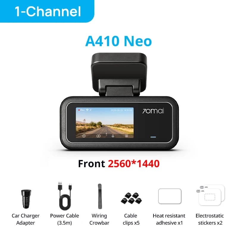【New】70mai Dash Cam A410 Neo 2.5K HDR+1080P Supercapacitor F1.6 Aperture GPS 24H Parking Max 256GB Car DVR 70mai A410 Neo