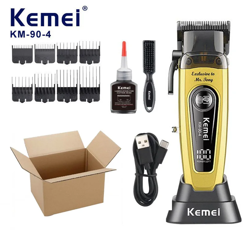 Kemei km 90 4 Professional Hair Clipper for Men 11500RPM 10W Brushless Motor DLC Blade Base Charger Haircut Machine Hair Trimmer