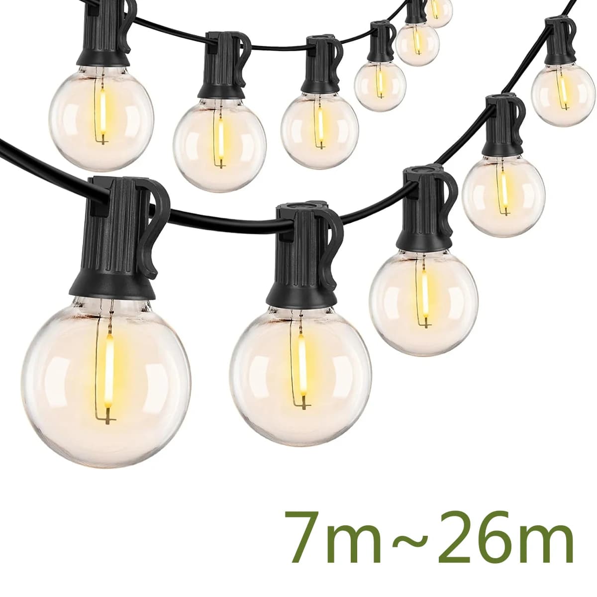 G40 LED Warm White Solar String Lights with Remote Control & 8 Flashing Modes - Adjustable Brightness,, Weather-Resistant for Ga