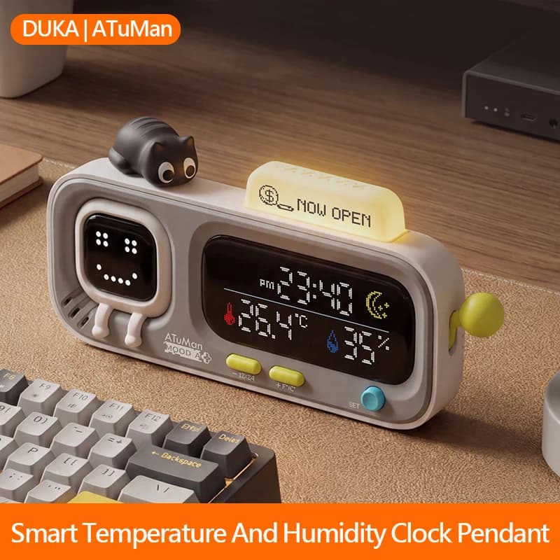 NEW DUKA MOODA Smart Temperature and Humidity Clock Sensor Electric Hygrometer Thermometer Home Weather Station Desktop Decor