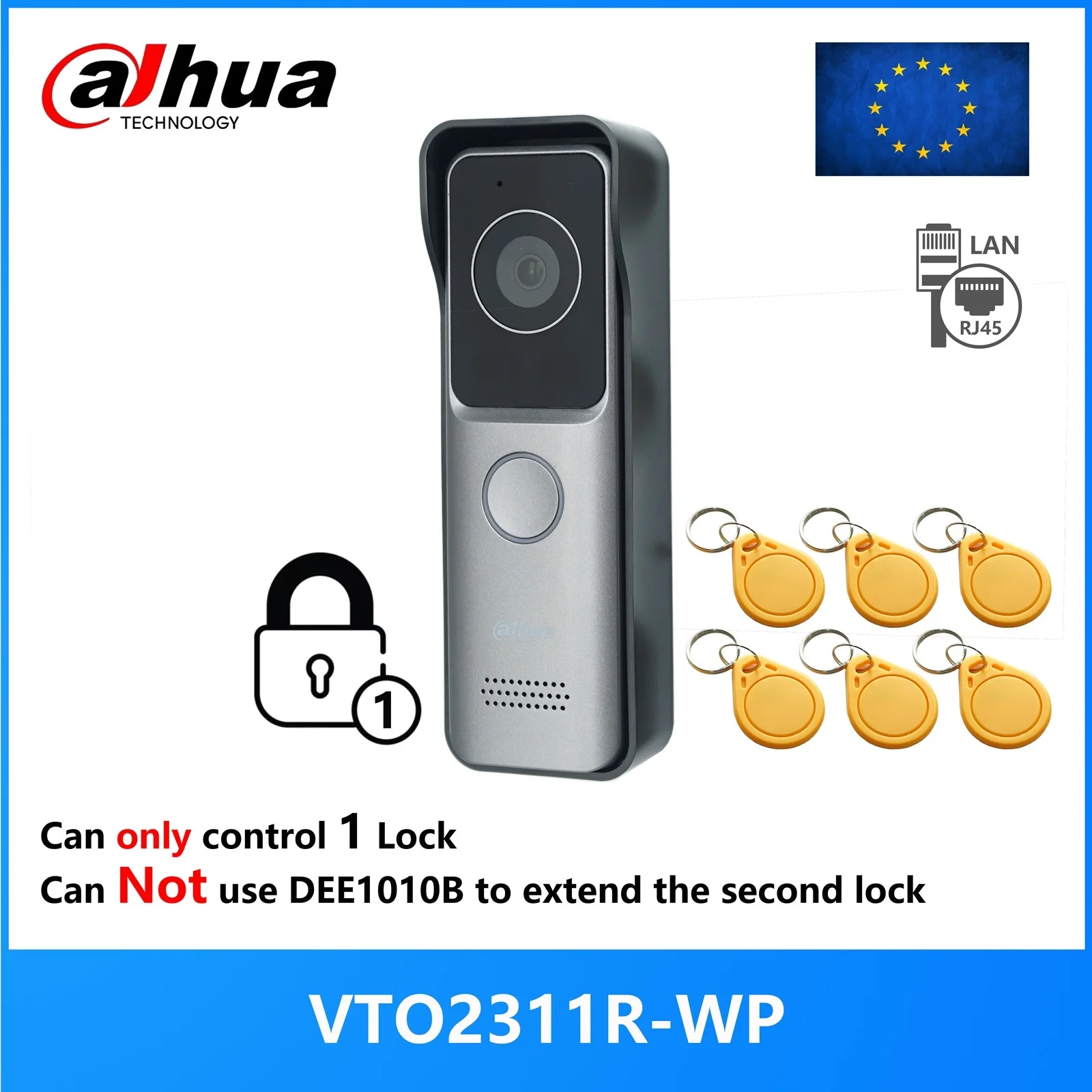 Dahua Multi-language VTO2311R-WP 802.3af PoE IP Villa Wi-Fi Doorbell,Video intercom,IP Door Phone,P2P Cloud,Door Station