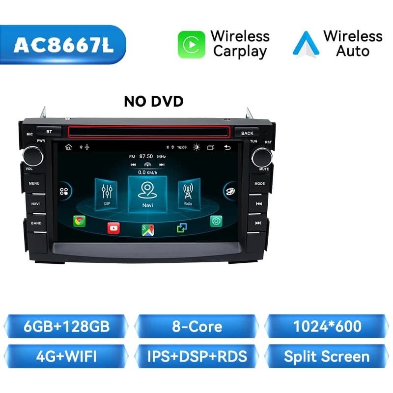Android 14 Car Radio Player For Kia Ceed 2010-2012 Venga 2010-2016 Wireless CarPlay Auto GPS IPS Touch Screen DSP Multimedia RDS