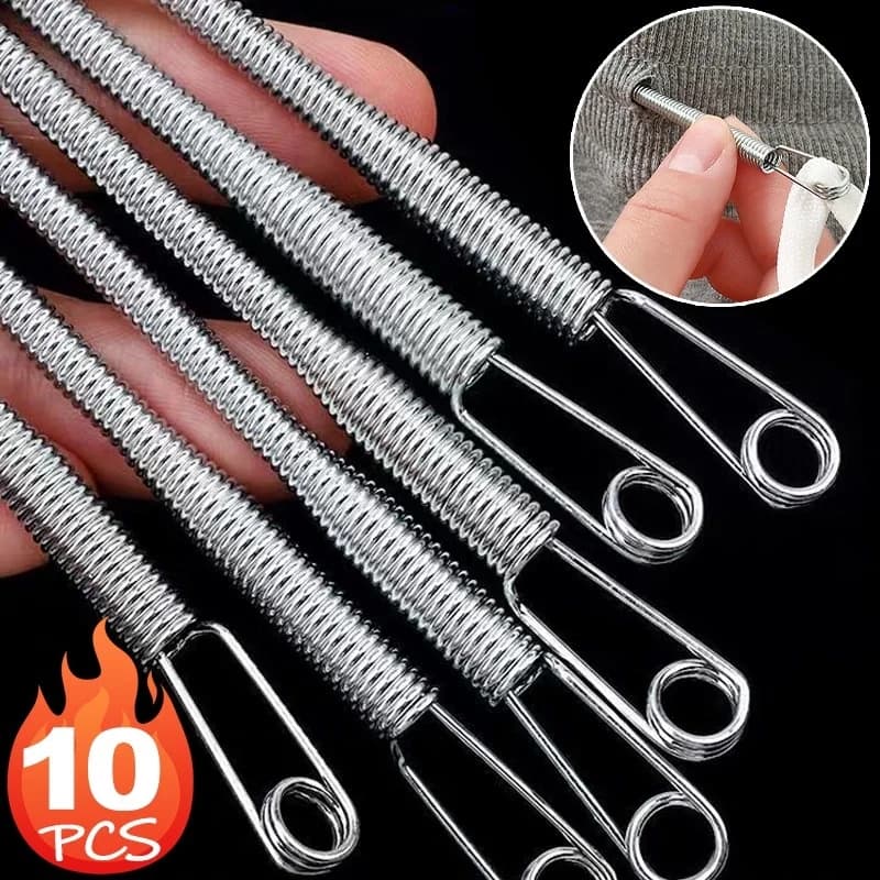 Bendable Spring Drawstring Threader Clip Pants Hoodies Elastic Band Lace Cord Flexible Drawstring Thread DIY Sewing Accessories