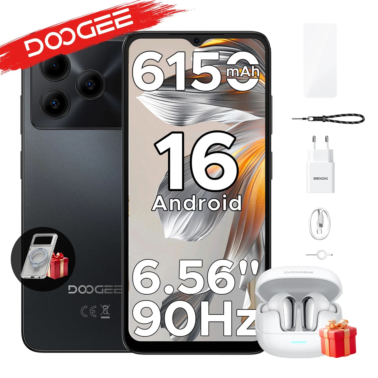 DOOGEE Note 56 VIP Edition Android 16 Smartphone 6150mAh Battery 24GB RAM (3+21) 64GB ROM 8.45mm Ultra Slim 90HZ mobilephones
