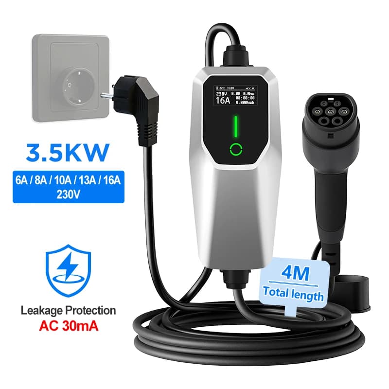 Junsun EV Charger Type 2 Electric Vehicle Charging Cable 32A 16A CEE Red 22KW 11KW CEE Blue 7.4KW Schuko 3.5KW Three Phase Portable EVSE Wallbox Charging Station for EU Plug