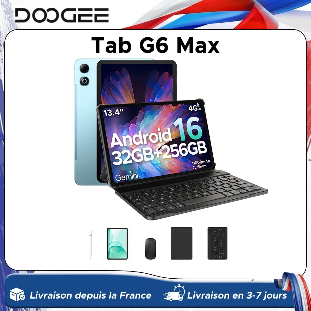 DOOGEE Tab G6 Max 2-in-1 tablet PC Android 16 Gemini AI 13.4'' 32 GB 256 GB 11000 mAh battery 7.7mm Widevine L1
