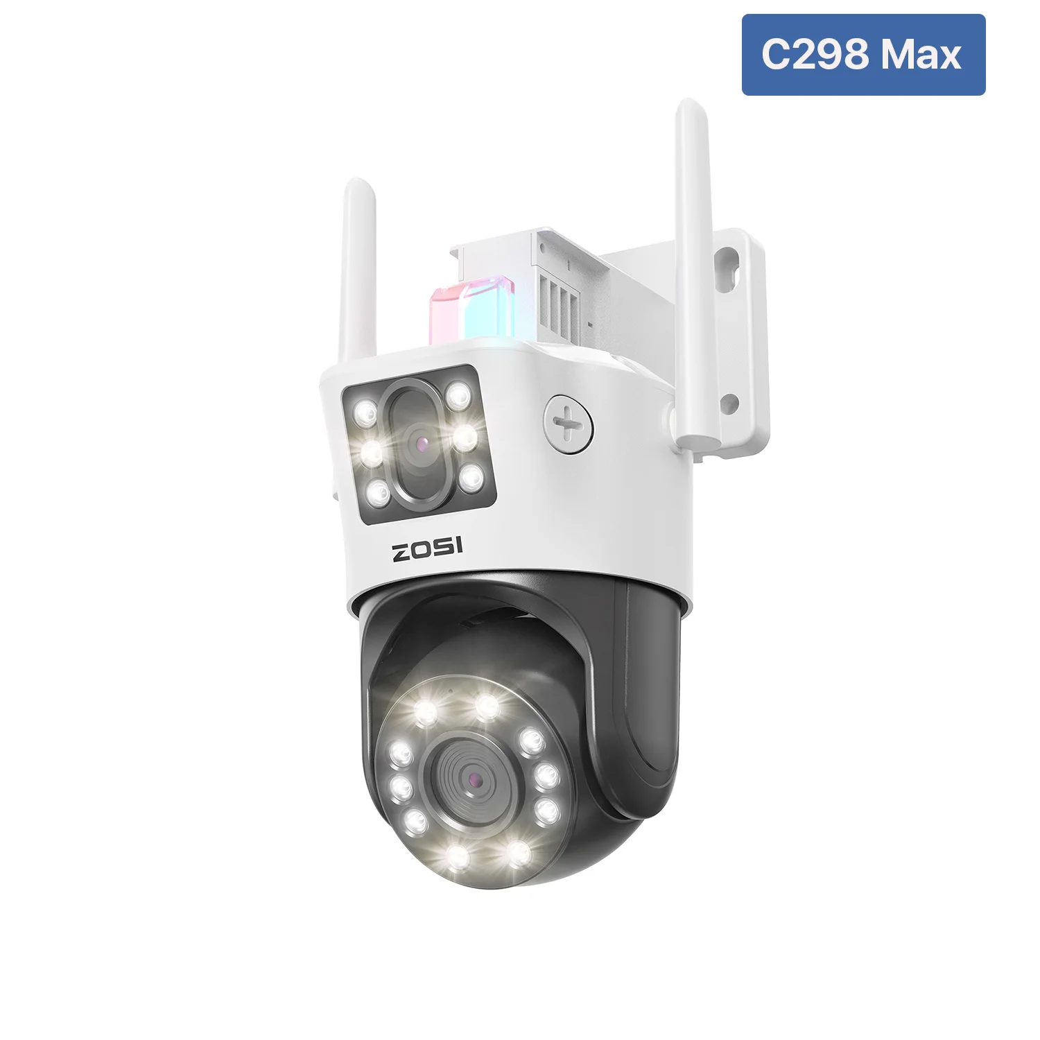 ZOSI C298 Max 4K Dual-Lens(2x4MP) WiFi PTZ Security Camera Outdoor Ultra-Wide Angle 8X Hybrid Zoom Face/Car Detect 8MP IP Cam