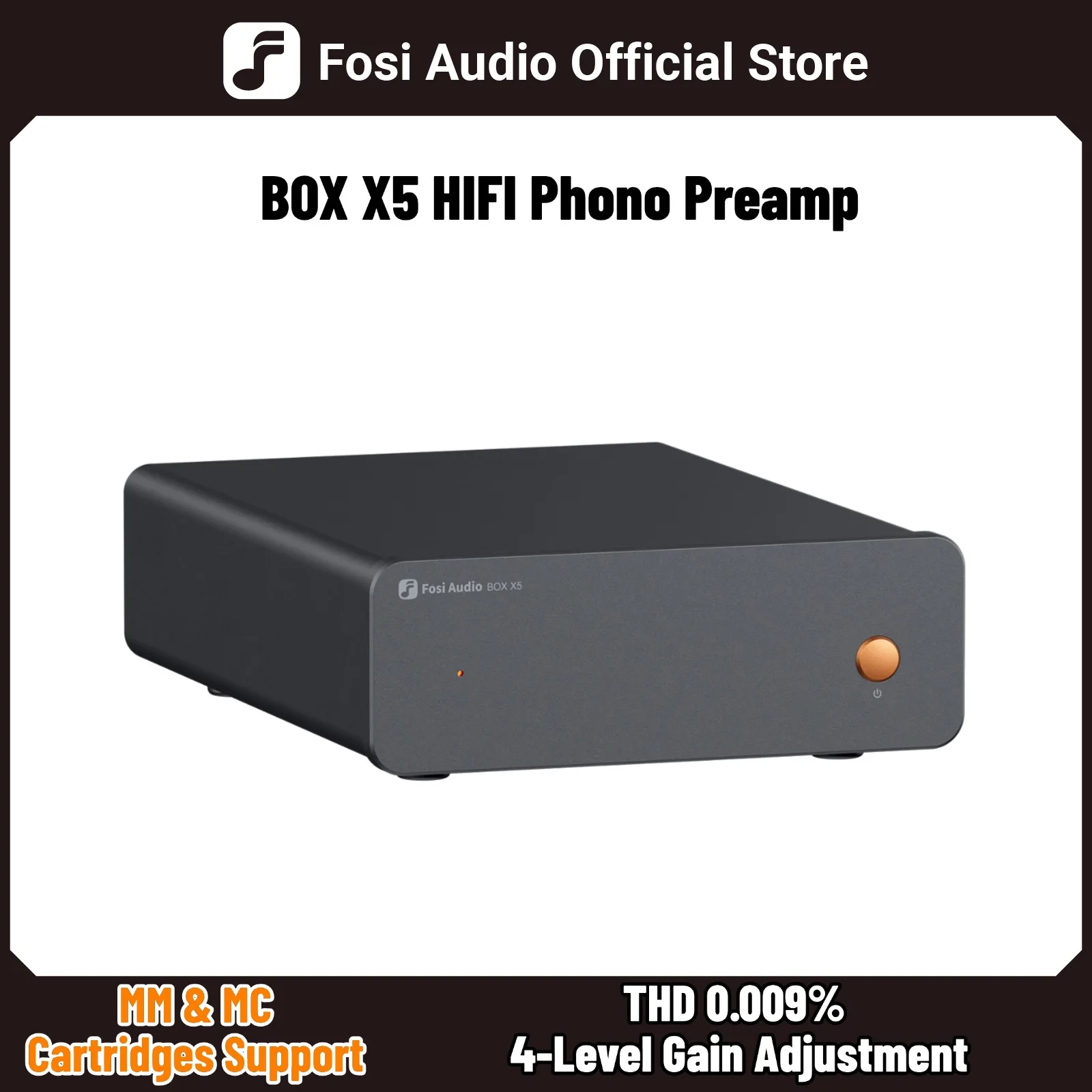 Fosi Audio BOX X5 HIFI Phono Preamp, Mini Preamplifier Home Audio for MM/MC Cartridge Turntable RIAA Preamplifier Compact with V