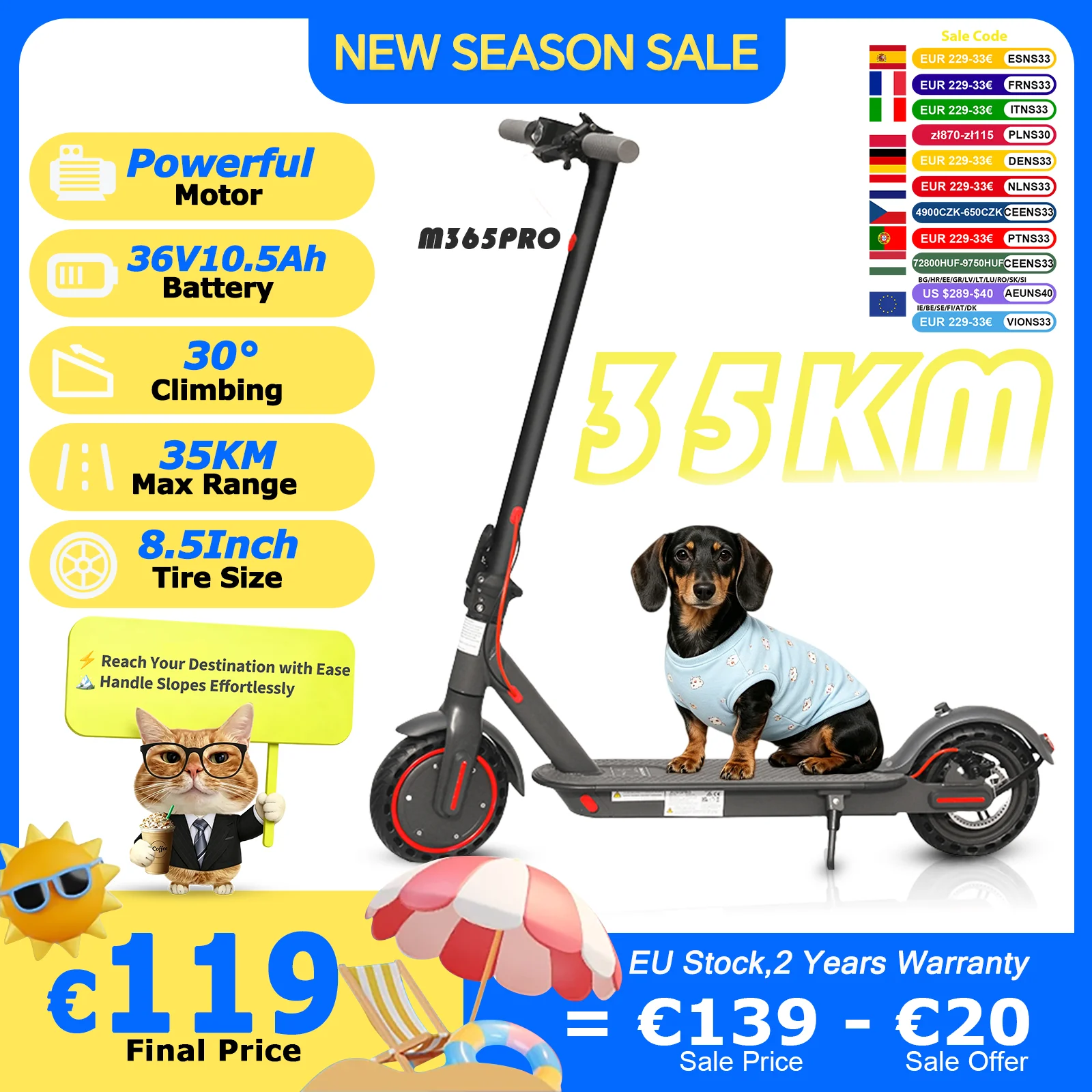 M365PRO/M365 X1 Electric Scooter 36V 10.5Ah 500W Motor 35KM Long Range 31KM/H 8.5Inch Solid Tires Foldable Smart APP EScooter