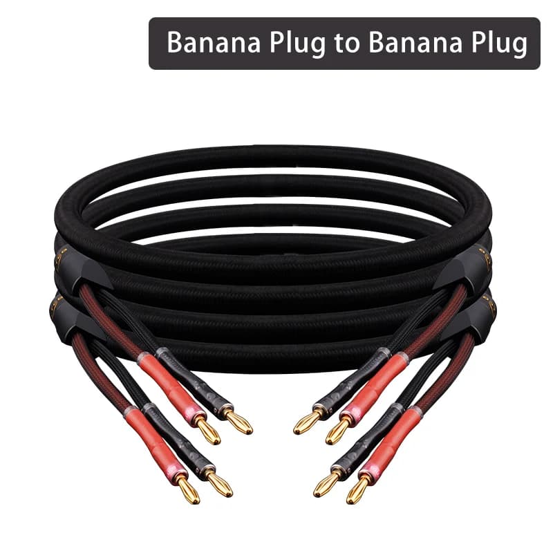 One Pair HiFi Speaker Cable High-end Audio Amplifier Cable High Purity Oxygen-free Copper With Banana 24K Gold Plug Y Plug Cable