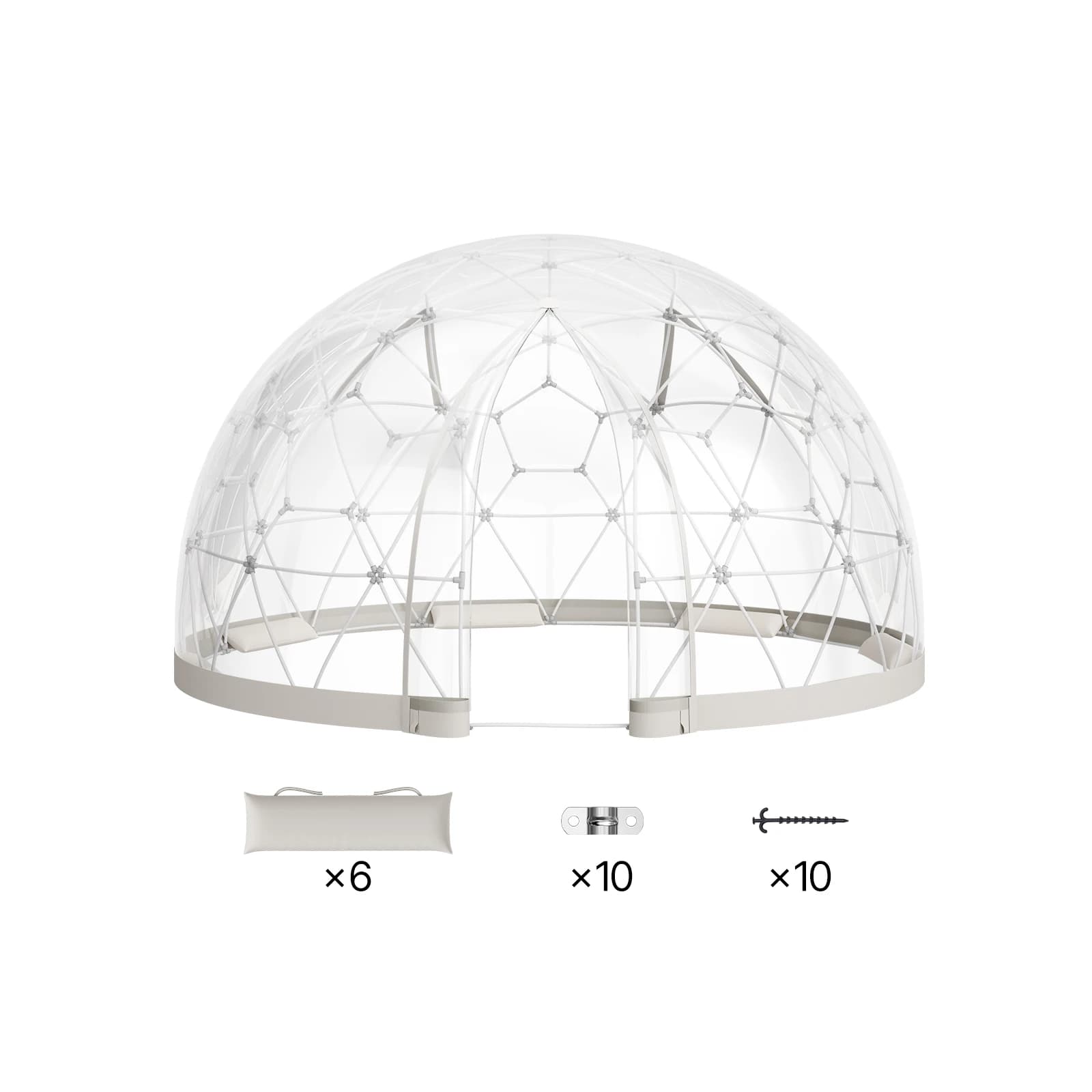 SucceBuy Garden Dome Tent Outdoor Clear Bubble Tent Weatherproof Geodesic Dome Greenhouse w/ Window for Backyard Patios Camping