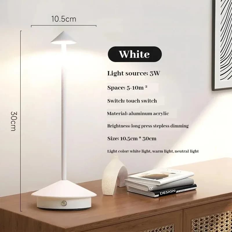 GGbingo LED Table Lamp Rechargeable Touch Sensor Cordless Desk Lamp 3 Colors Bedside Creative Ambient Light Bar Room Decor Night Light