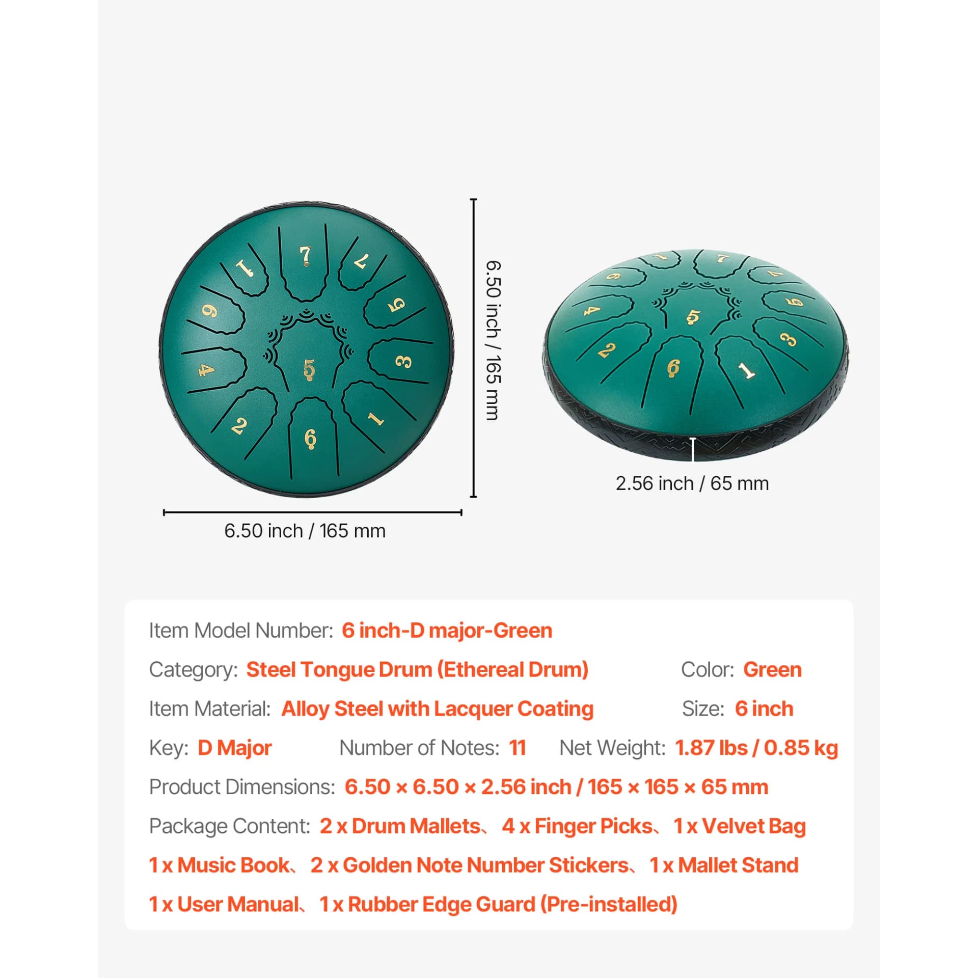 SucceBuy Steel Tongue Drum Rain Drum for Outside Garden Musical Drums with Music Book & Mallets Percussion Instrument for Yoga