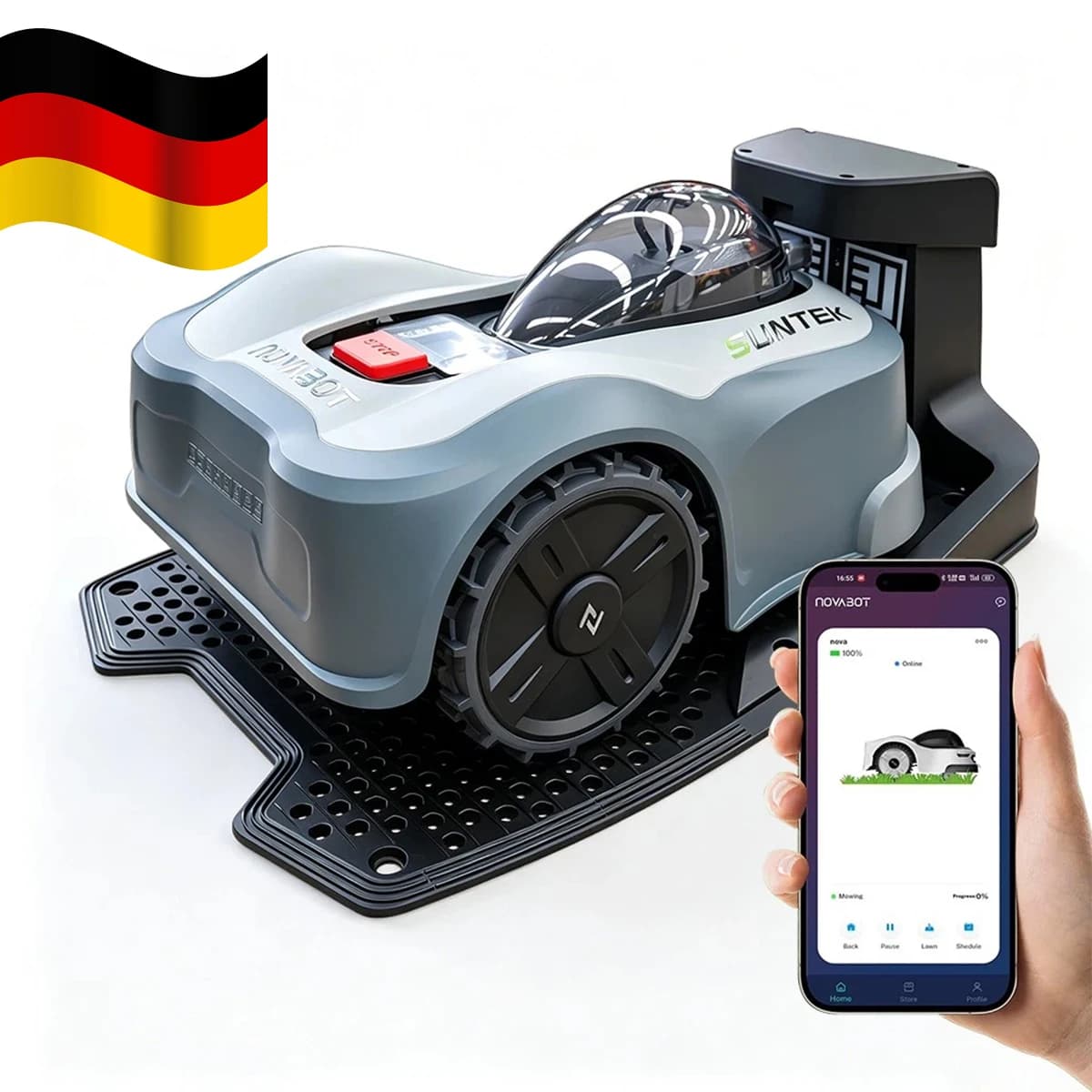 Wire-Free Robotic Lawn Mower N2000 Model Cordless Mower with GPS RTK Vision Nav 1.5 Acres AI Mapping APP Control,Cut Height 20-90mm For Gardens, Courtyards Germany Local Warehouse Shipping