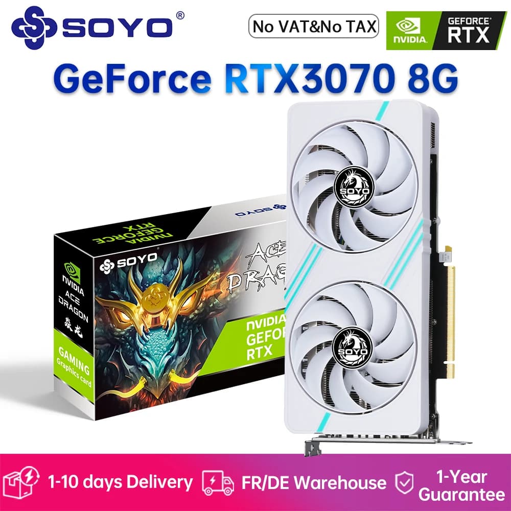 SOYO NVIDIA GeForce RTX3070 8G Graphics Card GDDR6 Memory 256Bit Gaming Card PCIE4.0x16 HDMI-compatible DP for Desktop Computer