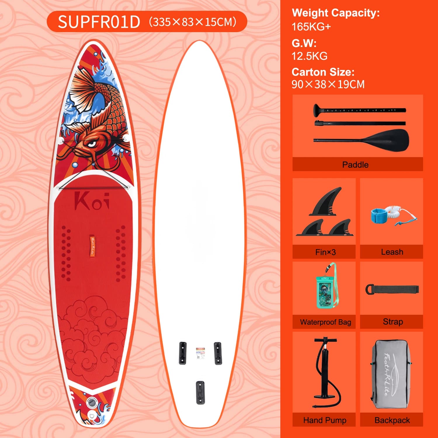 FunWater Inflatable Stand Up Paddle Board Paddling Board Surfboard Surf Sup Board 320-385CM  Non-Slip Water Sport Paddle Board