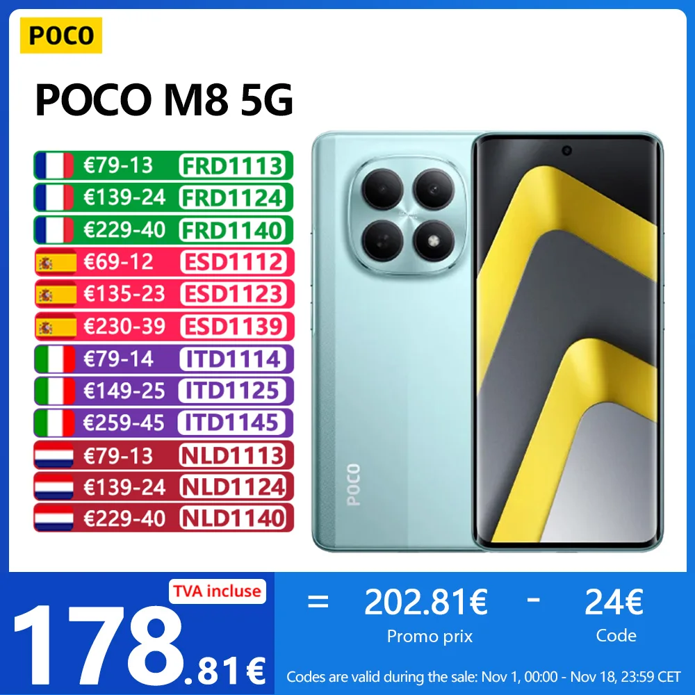POCO M8 5G, NFC, Snapdragon® 6 Gen 3, 6.77" Flow AMOLED Display 120 Hz, 50 MP Camera, 5520 mAh, IP65