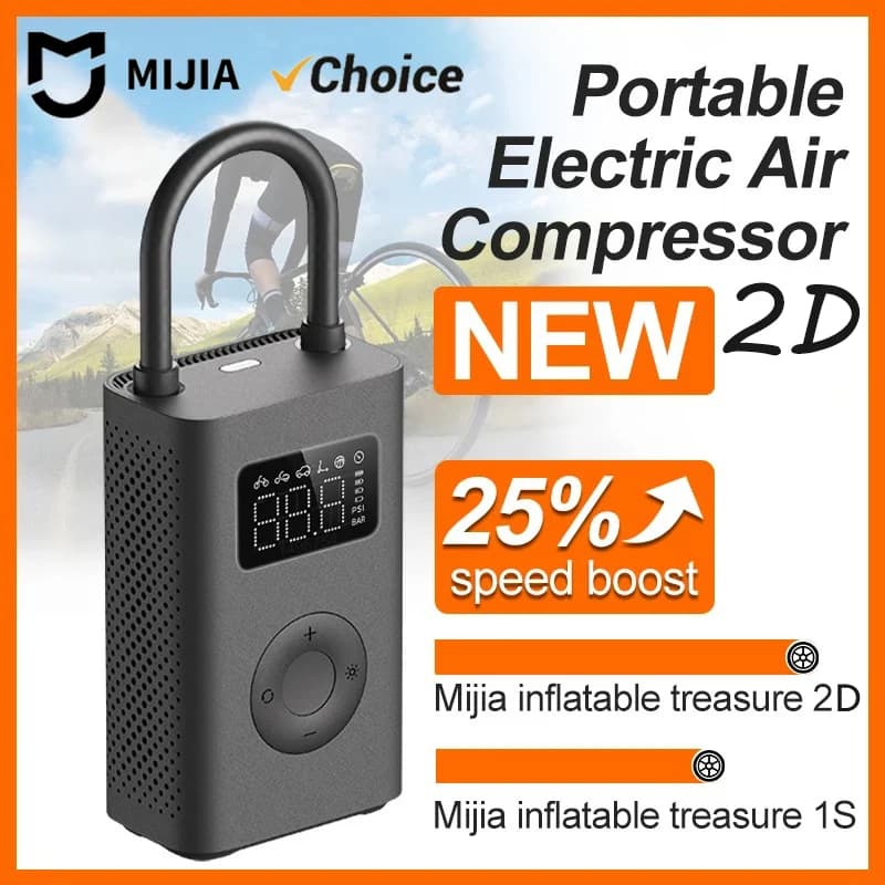 New Xiaomi Mijia Air Pump 2 25%Speed Boost Mini Portable Electric Air Compressor Treasure 150PSI Type-C LED Multitool Inflator