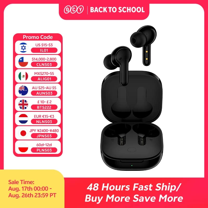 QCY T13 Wireless Smart Headphone BT5.1 TWS Earphone 4 Mic ENC HD Call Headset Touch Control Earbuds Long Standby 40H