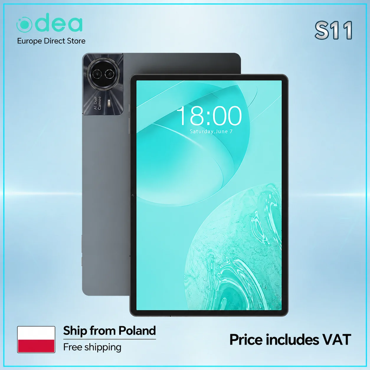 Odea S11 Tablet Android 14 Max 16GB RAM 256GB ROM T606 8-core 11 inch TDDI Tablets 4G VoLTE GPS 8000mAh Widevine L1 Type-C