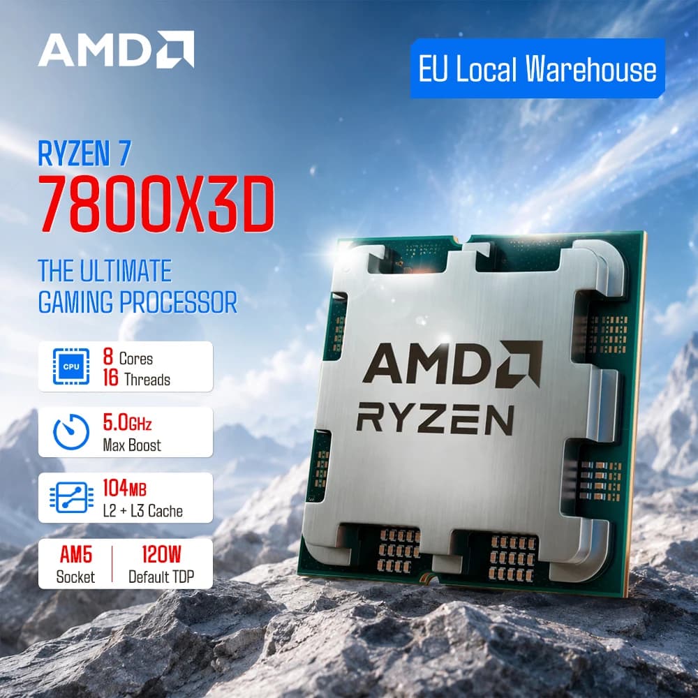 AMD Ryzen 7 7800X3D 5.0GHz 8-core 16-thread 5nm L3=96 MB Socket AM5 DDR5 New R7 7800x3d Gaming CPU Processor, but without cooler
