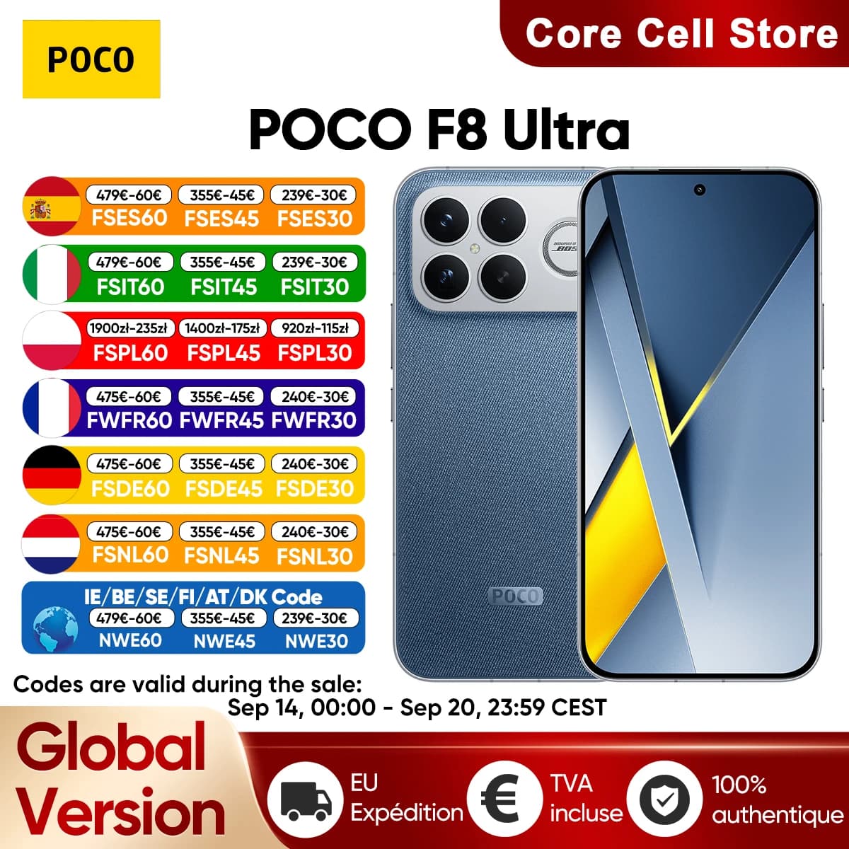 POCO F8 Ultra 5G, NFC,120Hz 6.9" AMOLED Display, 50 MP Light Fusion 950 Sensor with OIS, 6500 mAh Battery, IP68