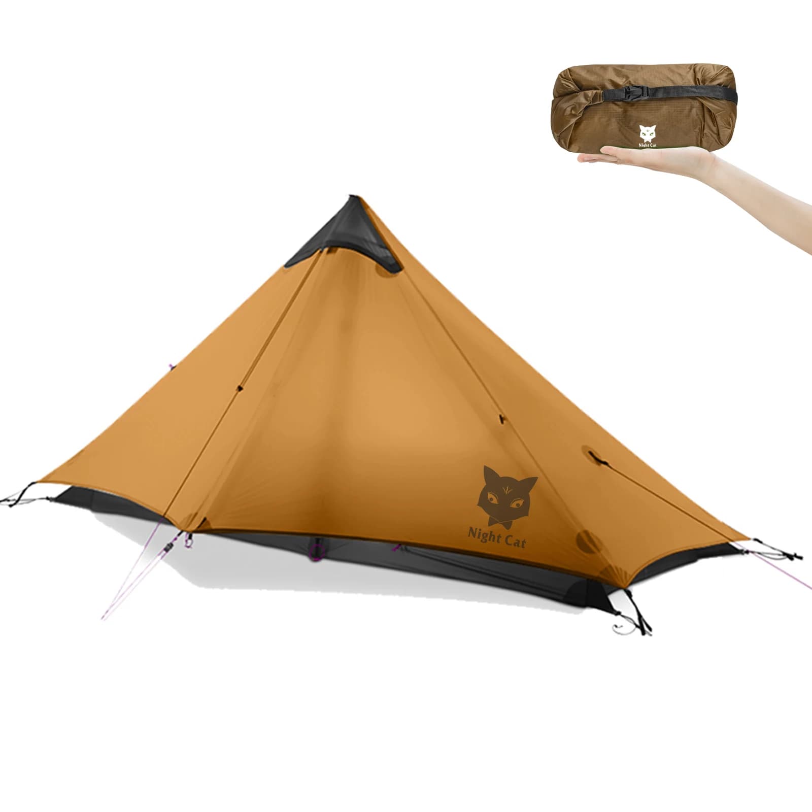 Night Cat 1 Person Tent Ultralight: Lightweight One Man Tent For Hiker Camper Backpacking Exploring Desert Forest Island
