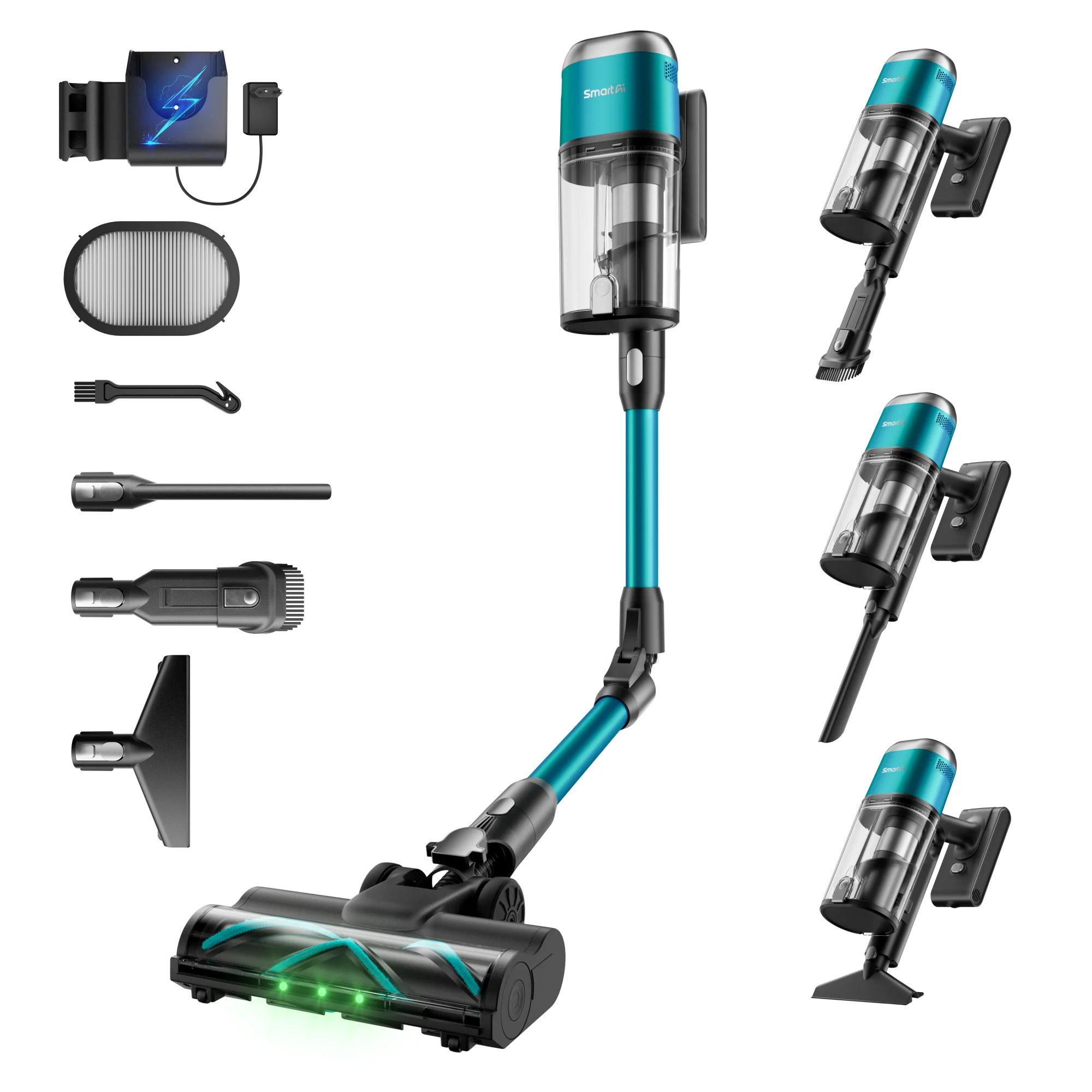 SmartAI V15PRO 80Mins Cordless Vacuum Cleaner 2026 New Upgraded Dual-Bin Dust Powerful Suction Vacuum, Ultra Long Battery Life Vacuum Cleaner, Bend-N-Reach Foldable Handle, An Upgraded Version of the Smart Ai V6