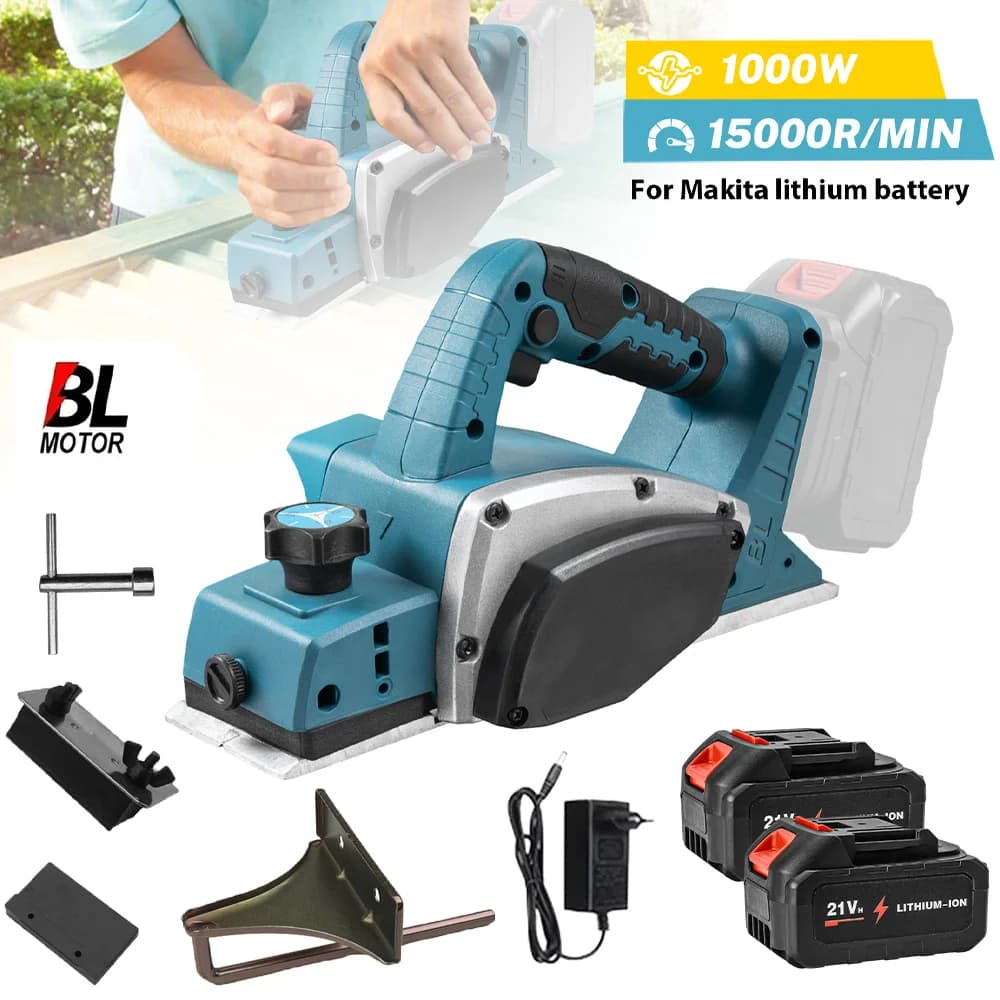 Brushless Electric Planer 15000RPM Cordless Power Planer DIY Furniture Cutting Woodworking Tools for  Makita Battery