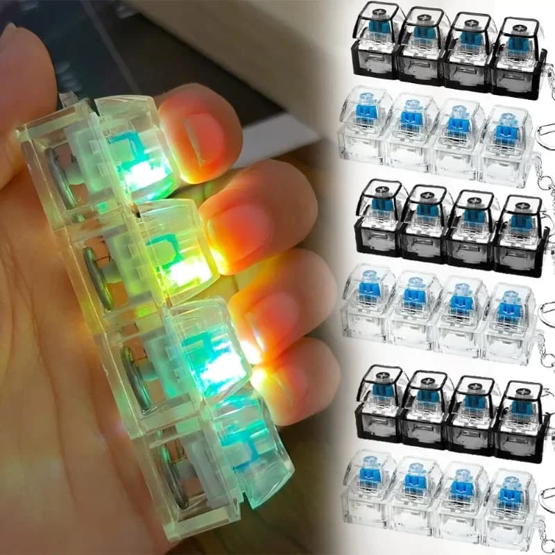 4-Button Fingertip Keyboard Keychain RGB Keyboard Fidget Toy with Lights for Stress Relief Decompression Calming Accessories