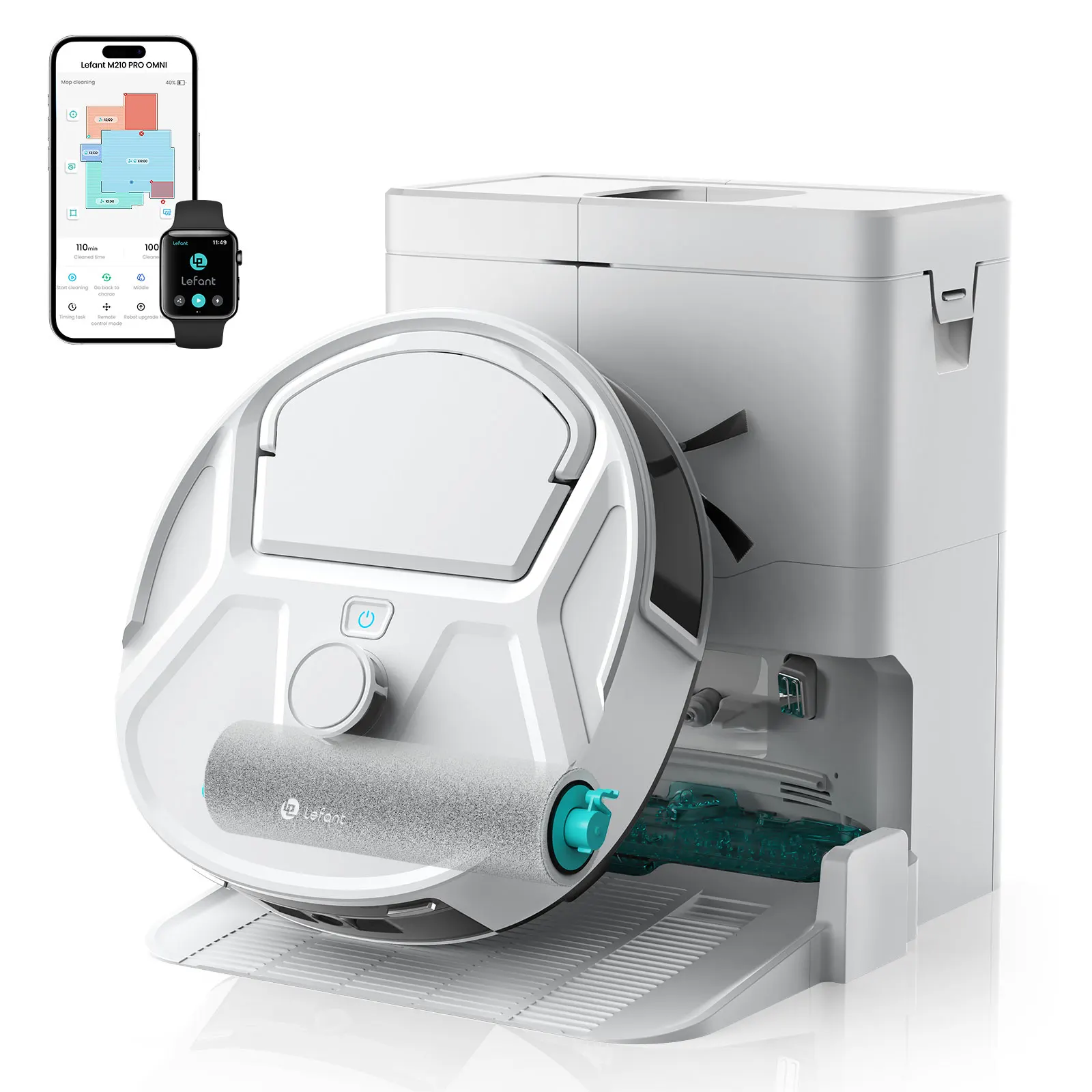 Lefant M265 Robot Vacuum Cleaner with Mapping, 20000Pa, Self-Cleaning Roller, Clean Water Wash, Laser dToF, Avoid PSD, Anti-Tangle, Compact, WiFi 2.4G/5G/Alexa/APP