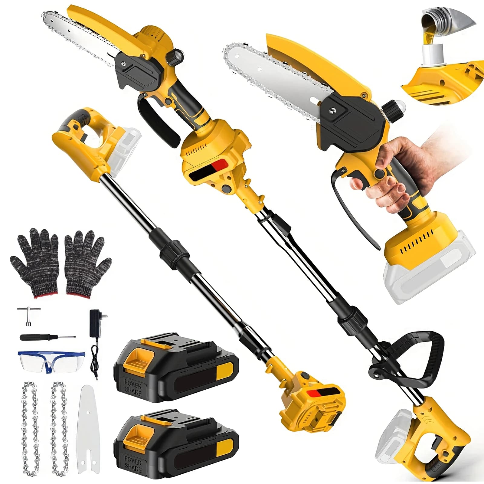 Cordless Telescoping Pole 6 Inch Electric Chainsaw 25mm Pruning Shears Adjustable High Bracn Saw 3 IN 1 Garden Pruning Tool For Makita 18V