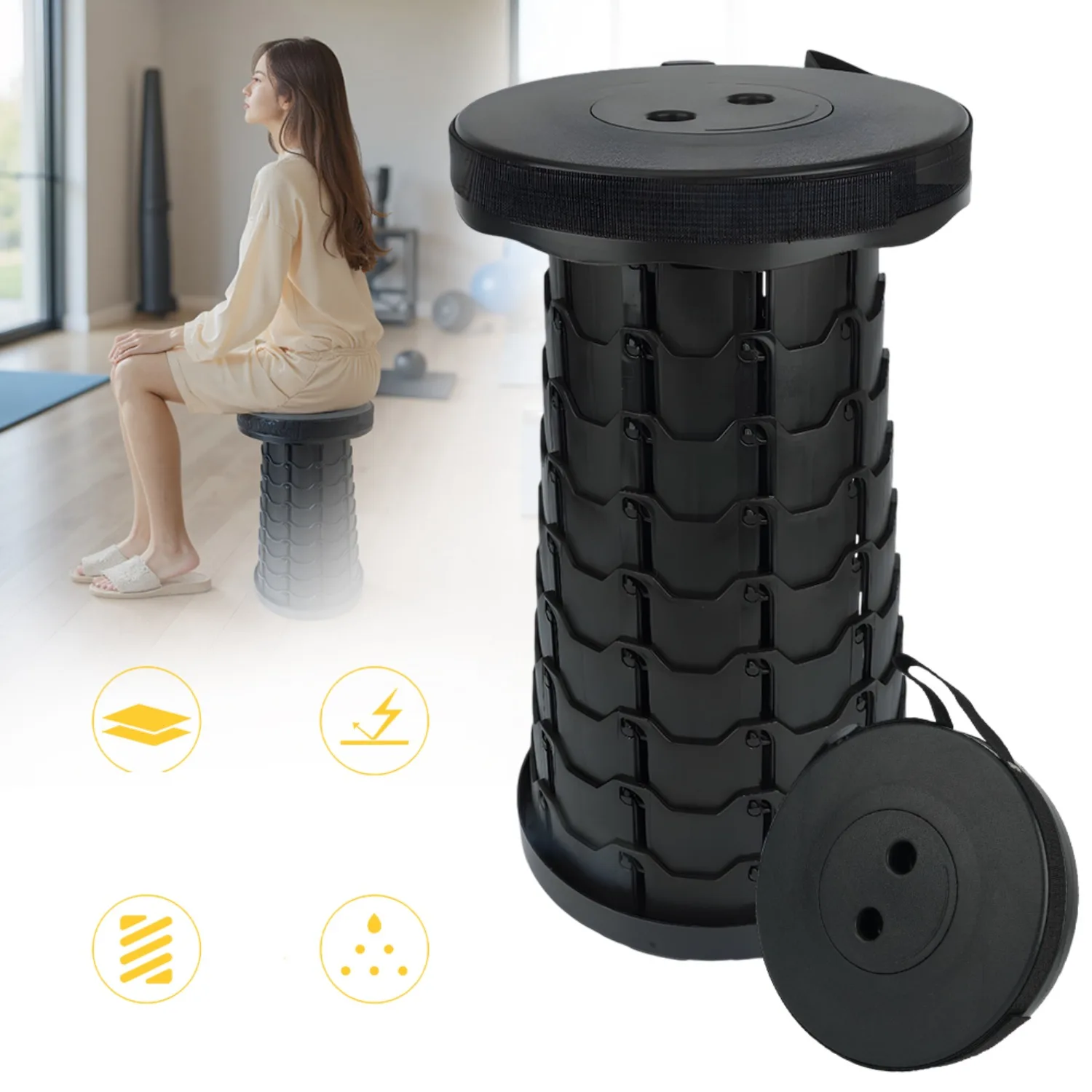 Capacity Folding Stool –  Portable & Lightweight for Outdoor & DIY Use | Quick-Fold Design for Easy Transport & Storage |180kg Load, Height-Adjustable & Stable for Fishing, Camping, Hiking & Gardening