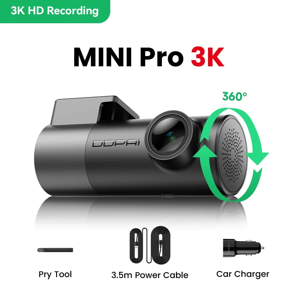DDPAI MINI Pro 3K Dash Cam 1620P HDR 143 Degree Wide Angle Night Vision WDR Voice Control 24 Hour Parking Monitor WiFi Car DVR