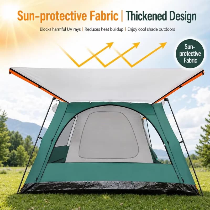 Oversized 2 Rooms Outdoor Camping Tent Double Layers Thickened Rainproof Waterproof Family Tent 3-6 People