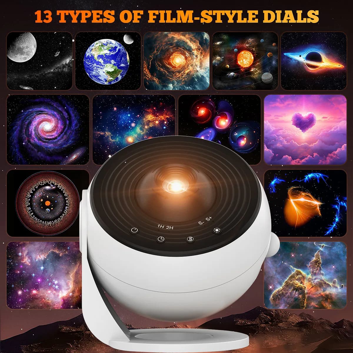 PRO Upgrade HD 360° Rotatable Starry Sky Galaxy Projector , Timer Funtion Adjustable Focal Length Planetarium 13 IN 1 Night Light for Bedroom Gift