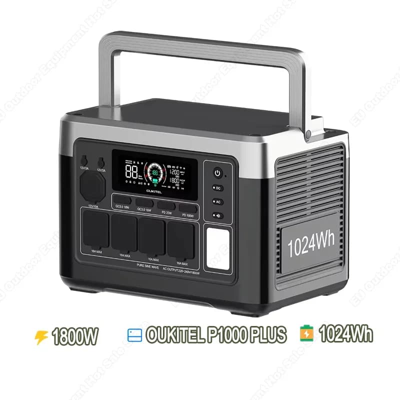 OUKITEL P1000E Plus Portable Power Station 1800W Solar Generator 1024Wh Lifepo4 Battery Home Backup Outdoor Camping Mobile Power