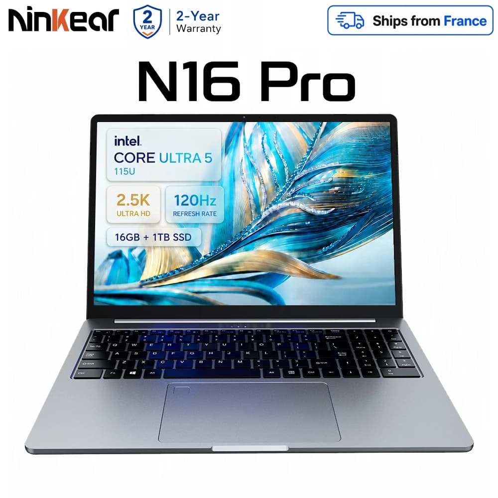 Ninkear N16 Pro 16" Laptop Intel i7-12700H 16GB RAM 1TB SSD 2.5K 120Hz Screen WiFi 6 Backlit Keyboard Fingerprint Slim Metal Notebook EU Plug