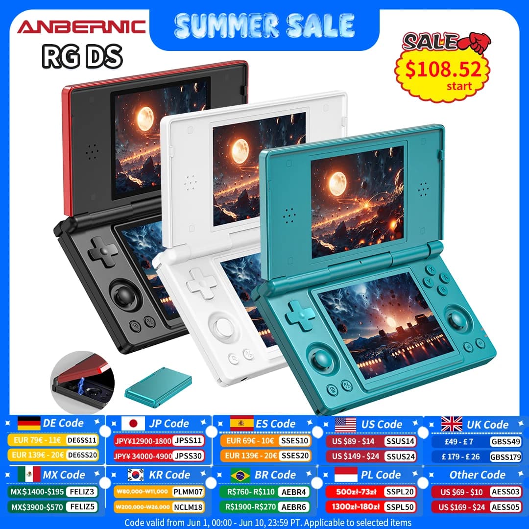 Anbernic RG DS Handheld Game Console 4" IPS Dual Screen Android 4000mAh Flip Video Games Player Supports RixelHK Wifi Streaming