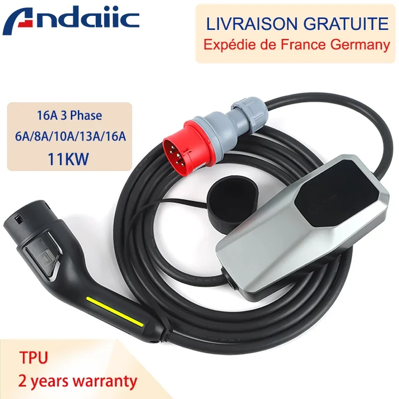 Type 1 Type 2 EV Charger 3.5KW 7KW 11KW 22KW Cable Electric Vehicle Wallbox 4 Meters EVSE Waterproof Fast Charging Fast Delivery