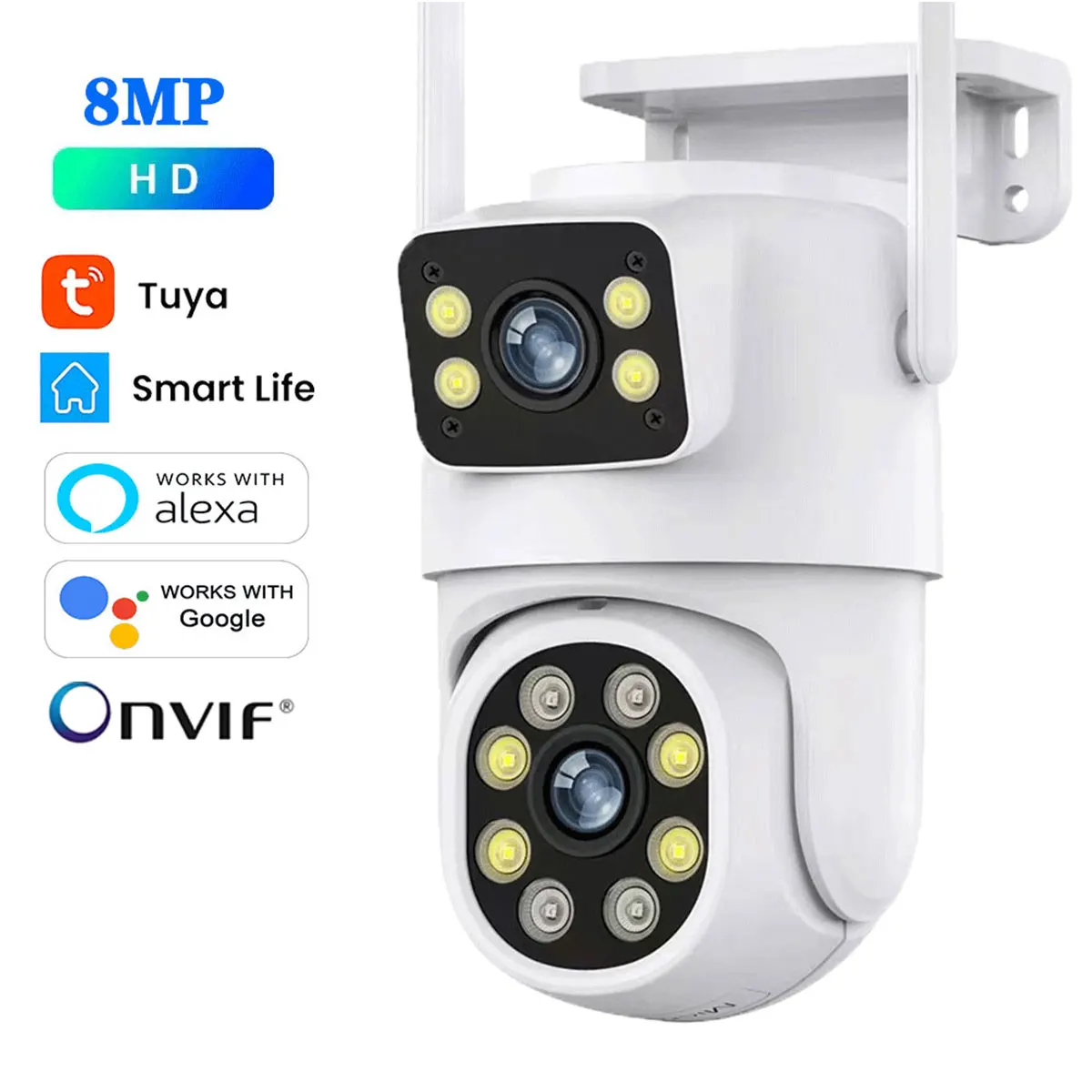 ANSVICAM 5K 10MP Tuya Wifi Camera PTZ Outdoor Dual Screen Human Detection Dual Lenses 4K Security Protection IP Cam Surveillance