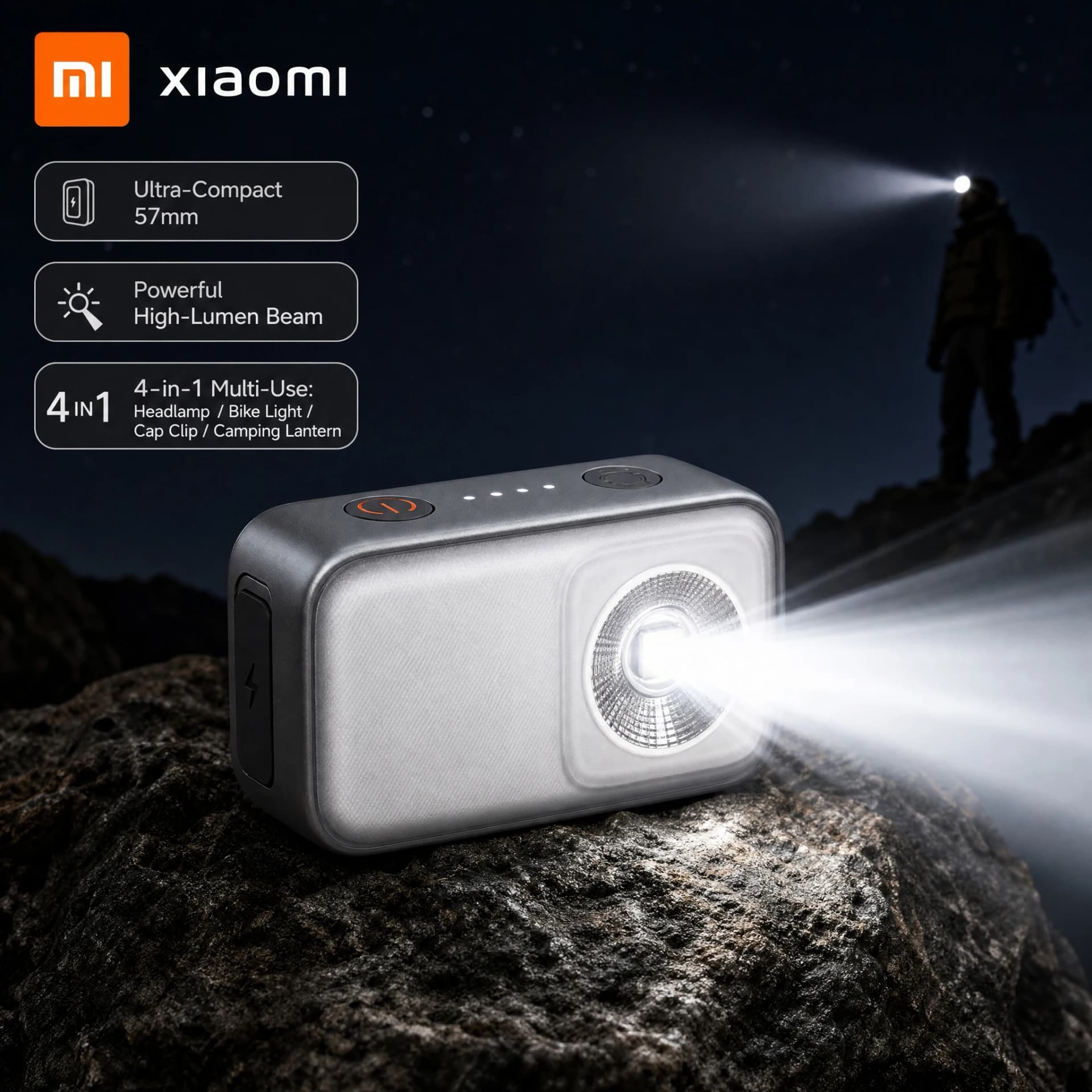 Xiaomi Mijia Multi-Function Outdoor Light 600LM IP66 Waterproof USB Rechargeable Portable Clip Lamp Camping Hiking Emergency LED