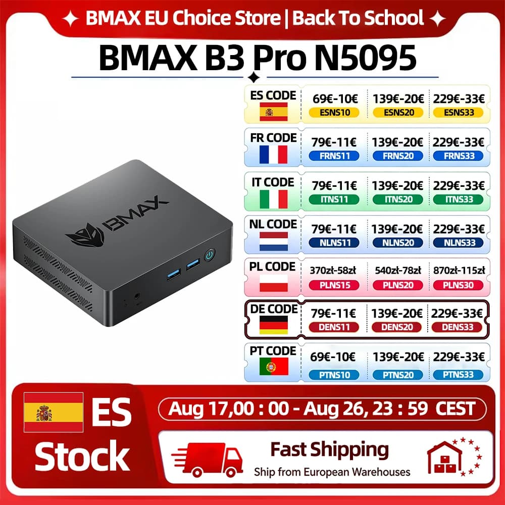 BMAX Windows 11 PC Intel N5095 8GB RAM 256GB SSD HDMI USB Wi-Fi Supports 4K@60Hz Intel HD Graphics mini pc