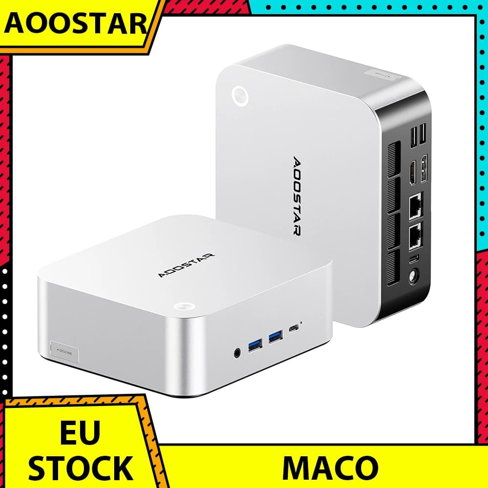 Aoostar Maco Mini Pc, Amd Ryzen 7 Pro 6850H 8 Cores Max 4.7Ghz, 24Gb Lpddr5 Ram 1Tb Ssd, Wifi 6 Bluetooth 5.2, 2*2.5g Rj45