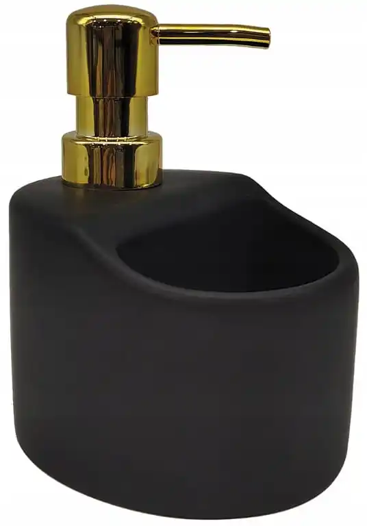 Ceramic Dispenser for Dish Liquid 330ml Black and Gold