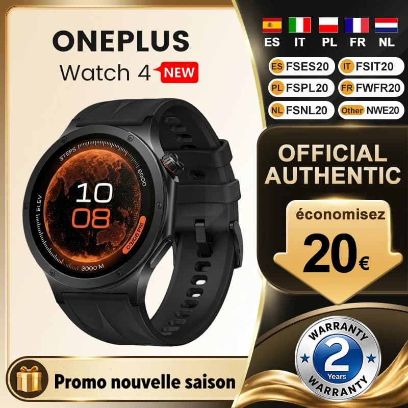 Global version OnePlus Watch 4 Smartwatch 1.5 inches Wear OS by Google Snapdragon W5 up to 16 days Google Wallet